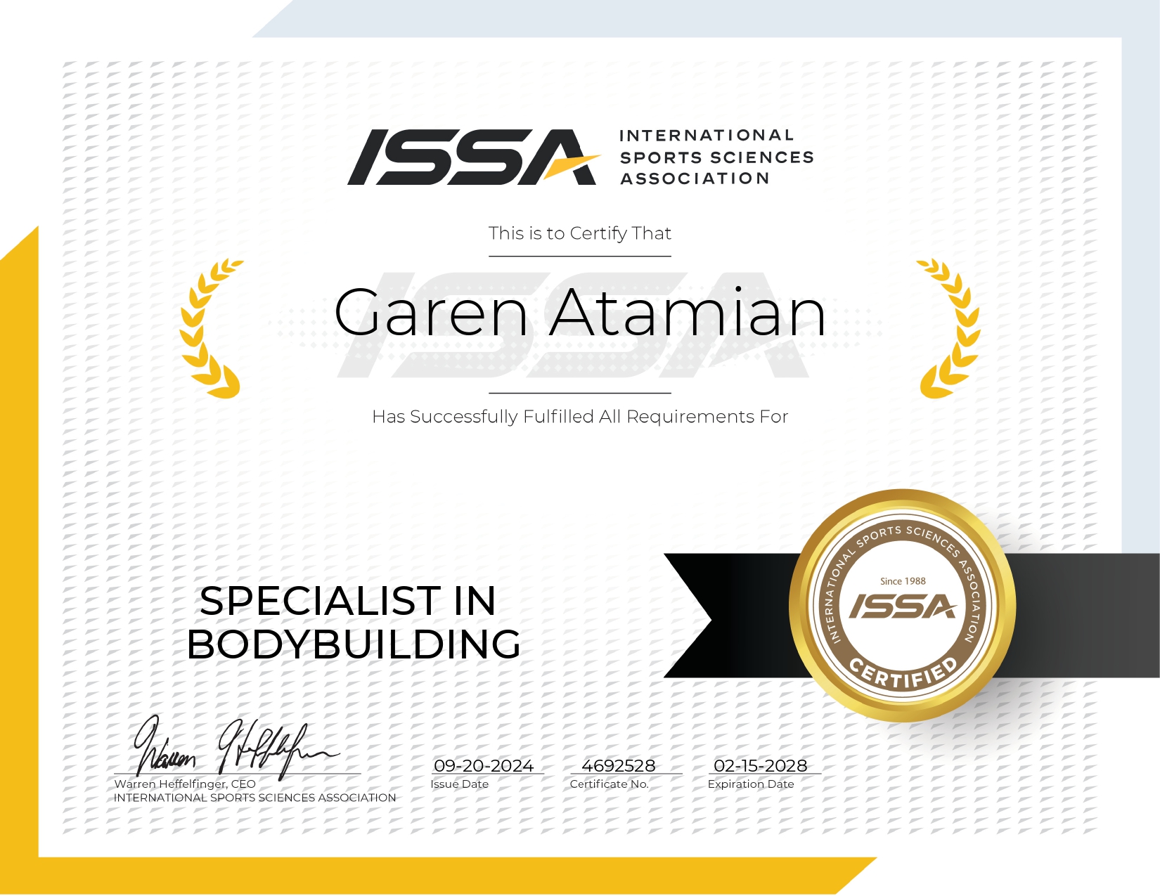 Specialist in Bodybuilding — ISSA