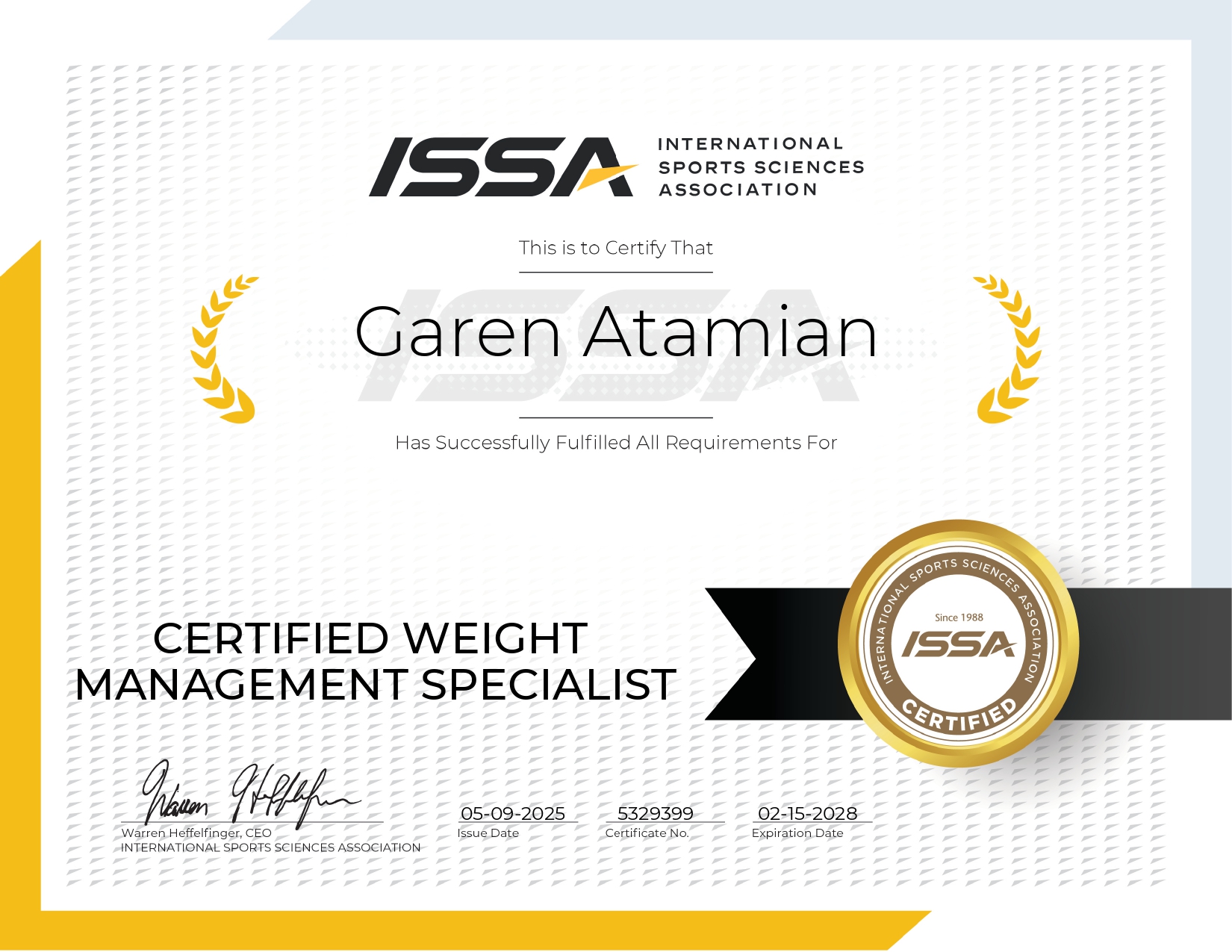Certified Weight Management Specialist — ISSA